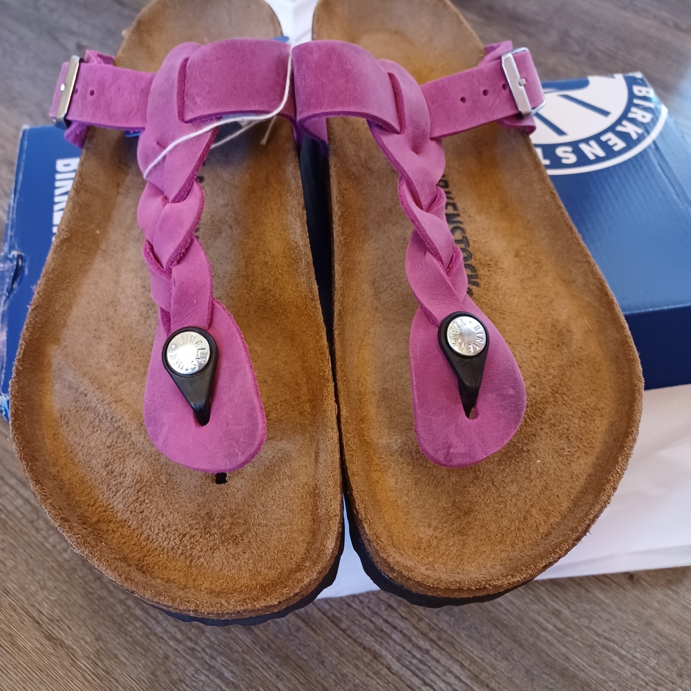 NWT Birkenstock Festival Fuchsia Gizeh Braided Sandals Size 9 - Picture 6 of 7